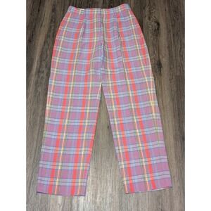 J.Crew Collection Plaid Pleated Pants Women's Size 4 Colorful Pastel Career